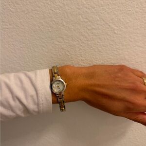 Two-Tone Silver and Gold Women's Bracelet Watch-working